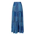 thumbnail image 7 of XIAOCHA Women's Elastic Waist Tiered Maxi Skirt Patchwork Print Flowy Bohemian Long Skirt, 7 of 7