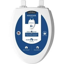 Mayfair Kendall Elongated Enameled Wood Toilet Seat White Slow-Close Adjustable