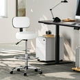 thumbnail image 2 of Drafting Chair with Back, Adjustable Foot Rest Rolling Stool, Multi-Purpose Office Desk Chair, Thick Seat Cushion for Home Bar Kitchen Shop -White, 2 of 18