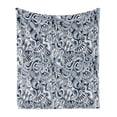 thumbnail image 1 of Popstar Party Soft Flannel Fleece Throw Blanket, Cartoon Style Hand Drawn Doodles Music Theme Line Art Print, Cozy Plush for Indoor and Outdoor Use, 50" x 60", Blue Dark Blue White, by Ambesonne, 1 of 6