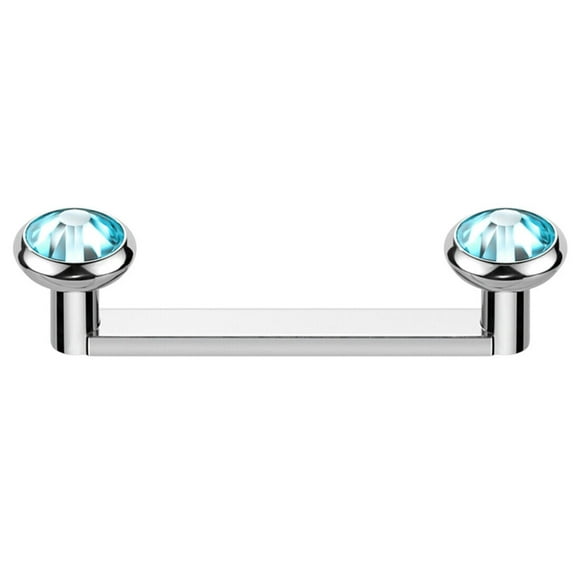 16G Titanium Flat Surface Barbell Bezel Crystal Staple Surface Piercing Jewelry Sold Each