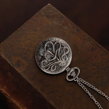 CTIRCHIU 1Pc Antique Style Pocket Watch Black Zinc Alloy Quartz Movement Unisex Portable Watch