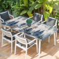 thumbnail image 2 of Blue Eucalyptus Christmas Table Cloths for 4 Foot Rectangle Tables, Snowman Snowflake Xmas Tree Rustic Patio Waterproof Elastic Fitted Tablecloths, Washable Rectangular Table Cover for Camping, 2 of 8