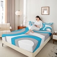 thumbnail image 4 of Homewish Abstract Stripes Boy Girl Twin Sheet Sets 3pcs,Geometric Circle Twin Fitted Sheet Microfiber,Vintage Aesthetic Breathable Flat Sheet,Breathable Home Decor, 4 of 7