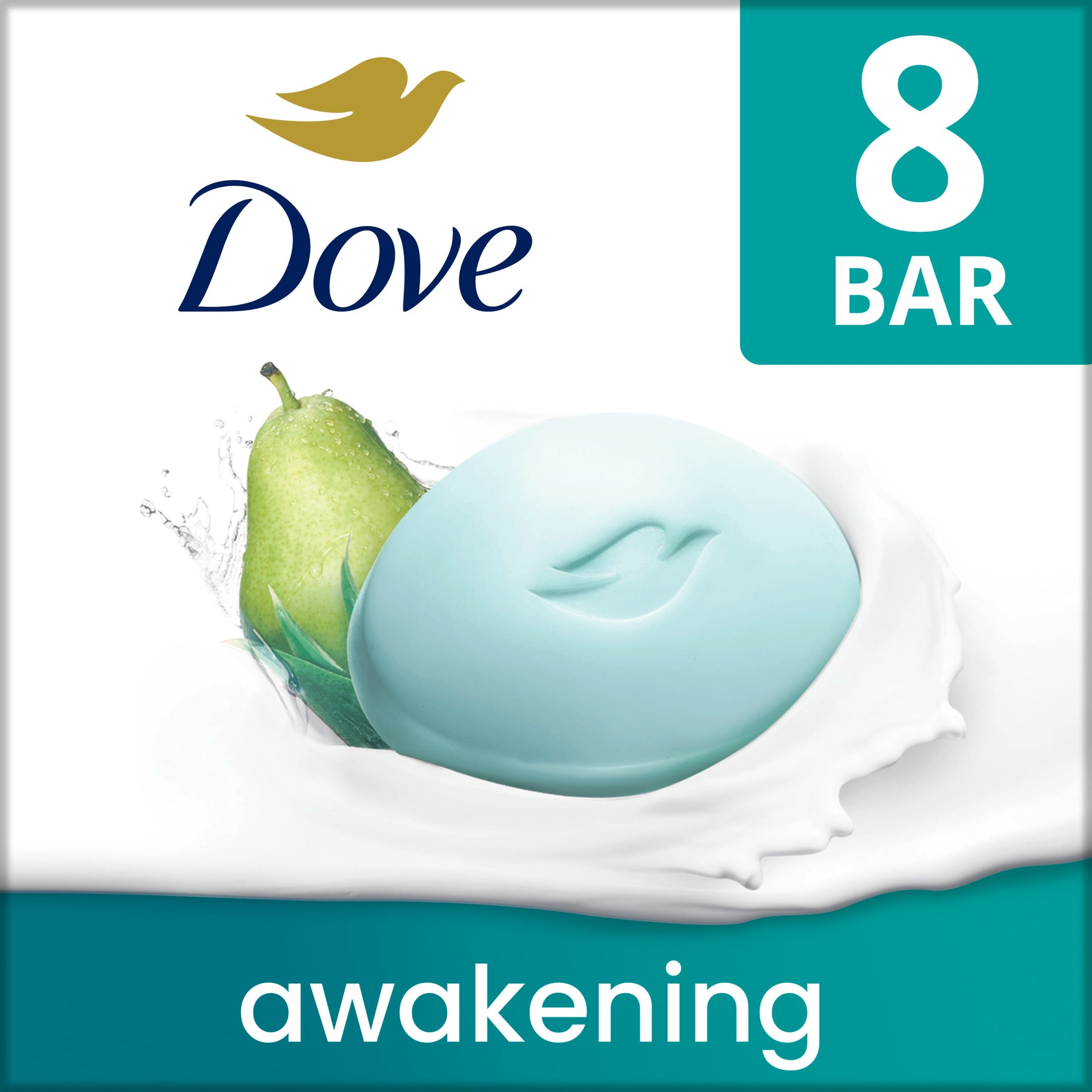 Dove Beauty Bar Soap For Invigorated Skin, Awakening Pear & Aloe, Revives Skin, 3.75 oz 8 Bars