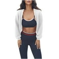 thumbnail image 2 of Stamzod Cropped Cardigan Sweaters for Women Solid Color V Neck Long Sleeve Open Front Sweater Casual Workout Cardigans for Women Trendy White M, 2 of 6