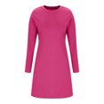 thumbnail image 6 of Diufon Womens Fall Sweatshirts Dresses Round Neck Long Sleeve Mini Dress Side Hem Split Dress, 6 of 7