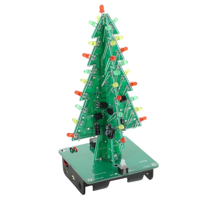 EeaseMX Kit de árbol de Navidad LED de tres colores, piezas electrónicas para bricolaje, circuito de destello colorido 3D sin baterías