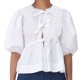 thumbnail image 1 of Top MANGMAO con estampado de leopardo Peplum Babydoll con corbata delantera Y2K, 1 of 9