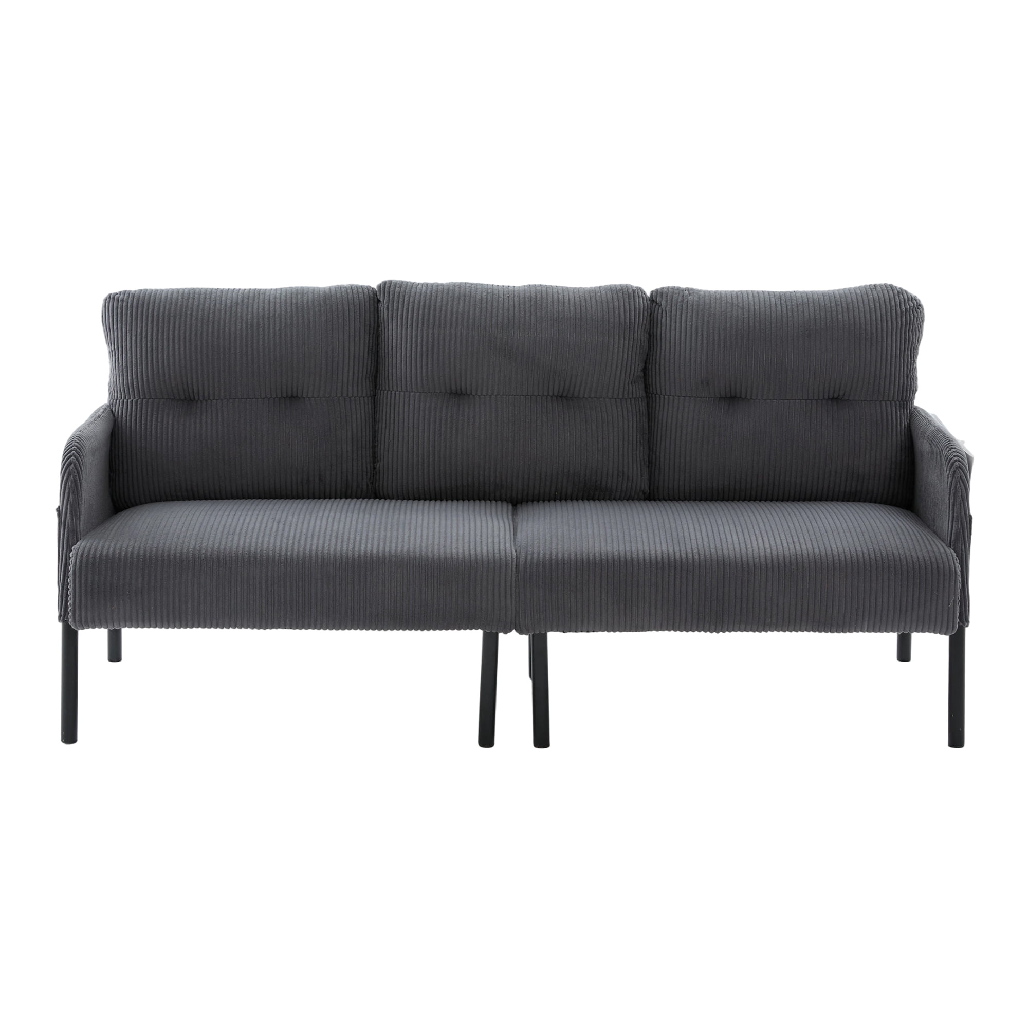 Jopath Oversized Loveseat, Double-Seater Sofa Cozy Bedroom Sofa with Metal Legs and Side Pockets for Living Room Bedroom Dorm Apartment Carbon Gray