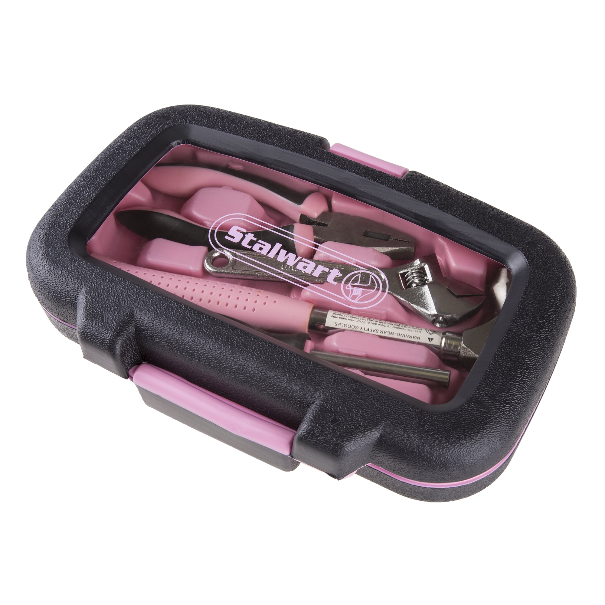 Stalwart 15-Piece Household Hand Tools Set with Carrying Case (Pink)