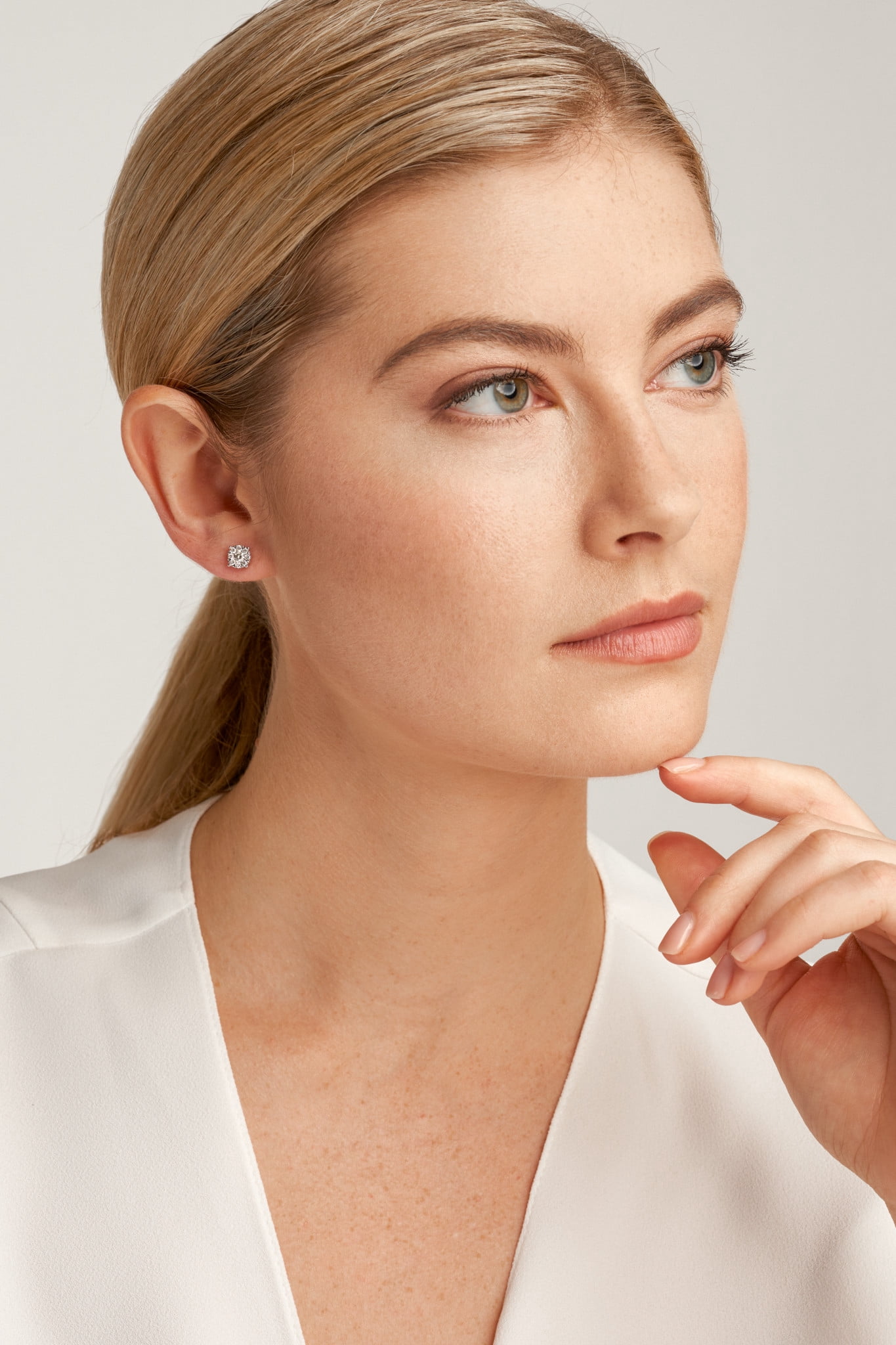 Forever Facets 1/2 CT TW Lab Grown Diamond Earrings in Platinum over Sterling Silver, Adult Female