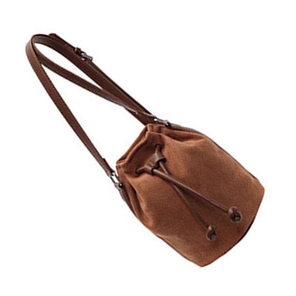 2. Retro-Inspired Suedes Drawstring Shoulder Bag Spacious Crossbody Purse with Reinforced Base for Travel & Casual Outings