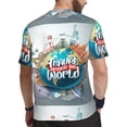 thumbnail image 2 of Wukai Travel Around The World Print Men's Short-Sleeved Mesh T-Shirt,Quick-Dry Short Sleeve Workout T-Shirt-Small, 2 of 8