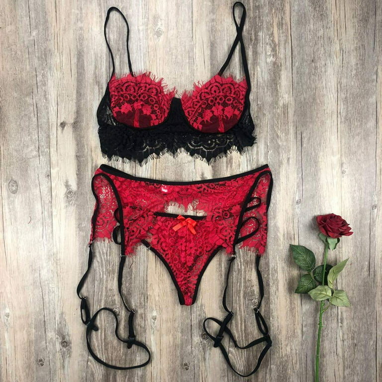 uublik Valentines Lingerie Set for Women Plus Size Lace Sexy Naughty  Bodysuit Babydoll 