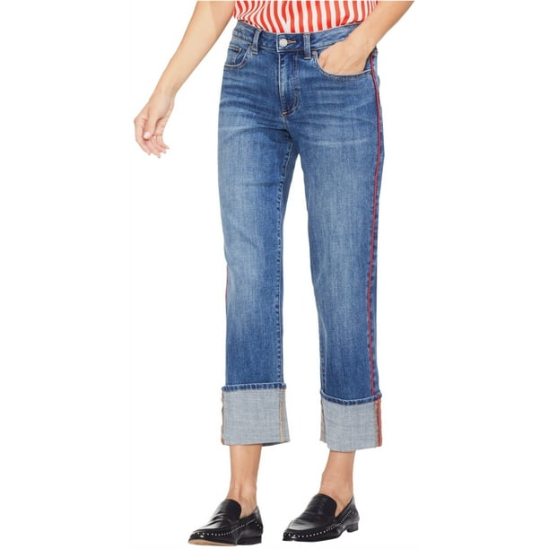 Vince Camuto Jeans de pierna recta con ribete para mujer, azul, 29W (US 8)