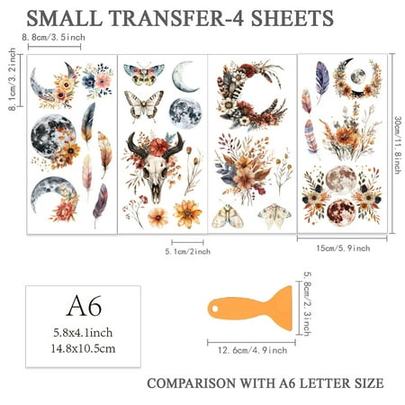 1 set 4 Sheets 4 styles PVC Waterproof Decorative Stickers Self Adhesive Decals for Furniture Decoration Moon 300x150mm 4pcs/set