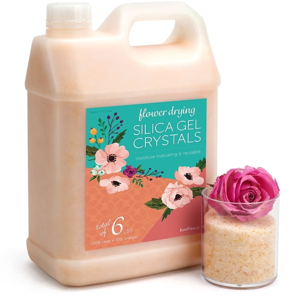 LotFancy Silica Gel Flower Drying, 6 lbs Color Indicating Silica Crystals for Bouquet Preservation