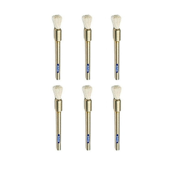 Mini Bristle End Nylon Brushes Soft 1/4" Trim Pkg 6 Pcs Jewelry Flexshaft Rotary