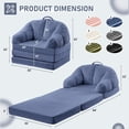 thumbnail image 2 of Pipleo 3-in-1 Folding Sofa Bed, Convertible Floor Lounger & Chair with Back Support, Portable Handle, Comfy Couch for Small Apartment Living Room Bedroom, 2 of 7