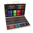 thumbnail image 3 of Kit de dibujo para niños, caja de madera empaquetada, colores brillantes surtidos, juego de arte de madera multiusos para niños, pintura para colorear, 3 of 5