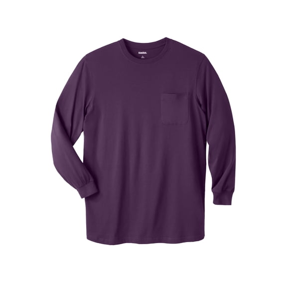 KingSize Shrink-Less Longer-Length Long-Sleeve Crewneck Pocket Tee