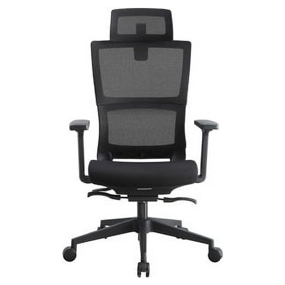 Lorell High Back Mesh Chair w/ Headrest Black Seat - Black Back - 5-star Base - 28.5" Length x 28.5" Width - 51" Height - 1 Each - image 4 of 7
