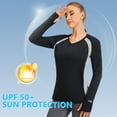 thumbnail image 2 of Bassdash Women‘s UPF 50+ Wrinkle-free Fishing Shirt Long Sleeve V Neck Breathable Sun Protection T-shirt for Hiking SR01W, 2 of 7