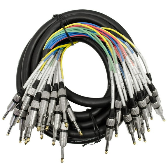 Seismic Audio  16 CHANNEL TRS 1/4" SNAKE CABLE -25 Feet Pro Audio Patch - Effects - SASRT-16x25