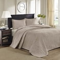 thumbnail image 1 of Madison Park Quebec Reversible Quilt Set Damask Design, Double Sided Stitching All Season, Lightweight Bedspread Bedding Set, Matching Sham, Khaki, King(120"x118") 3 Piece, 1 of 4