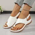 thumbnail image 3 of Flip Flops Arch Support Womens Orthopeic Wedge Sandals Adjustable Slingback Casual Summer Walking Shoes White Size 8.5, 3 of 8