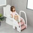 thumbnail image 2 of Gymax Three-Step Stool for Toddlers Children Step up Leaning Helper w/Safety Handles Pink, 2 of 10