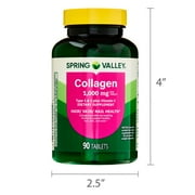 Spring Valley Collagen Type 1 & 3 Plus Vitamin C Hair/Skin/Nails Supplement Tablets, 1,000 mg, 90 Count
