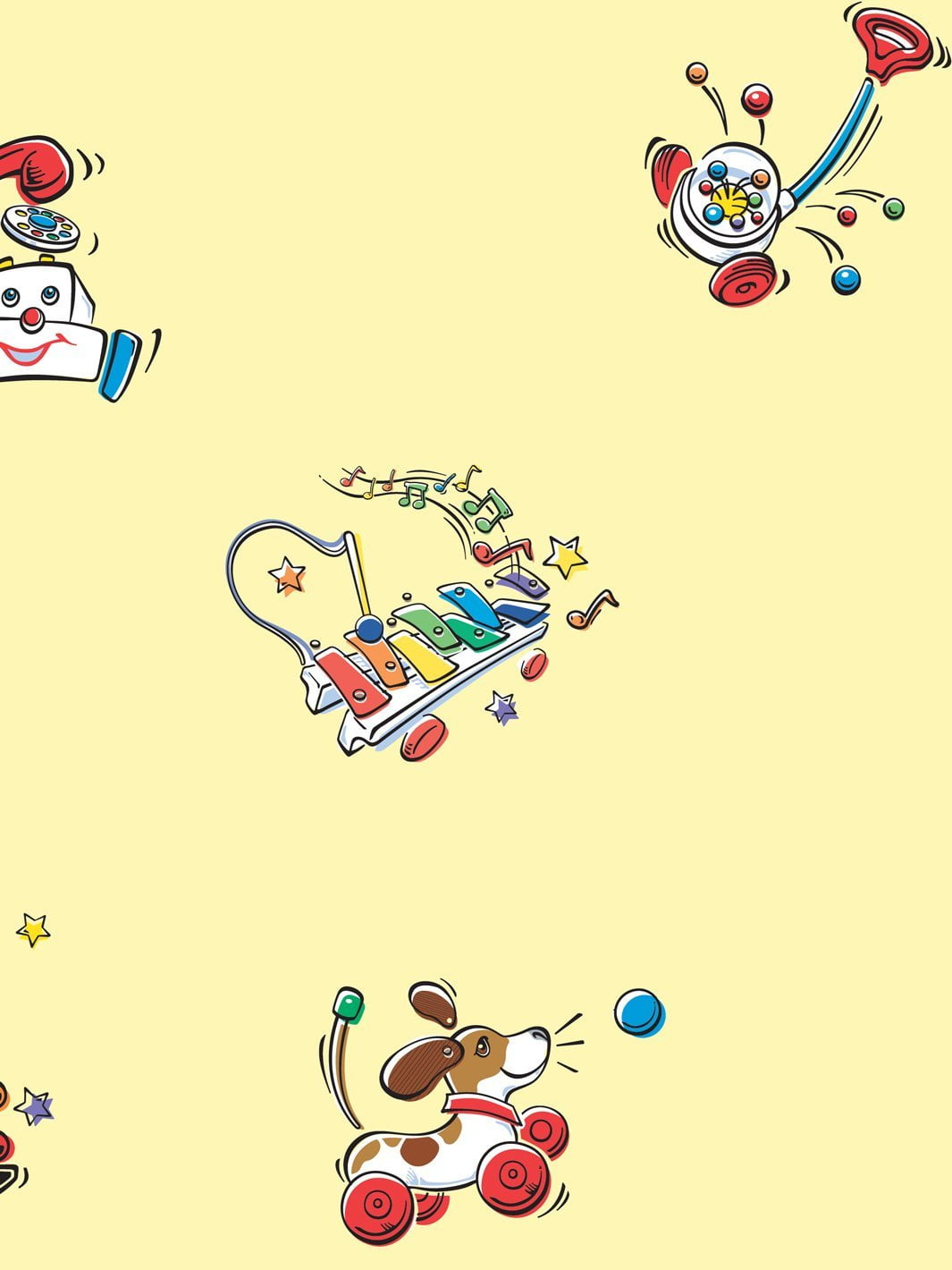 Animated Toys Removable Vinyl Wallpaper By Fisher-Price - Yellow