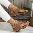 thumbnail image 2 of GUOBIOZIY Womens Sandals Arch Support Slingback Sandals Summer Beach Shoes Ankle Strap Thong Elastic Flat Sandals for Women(Brown,6.5), 2 of 6
