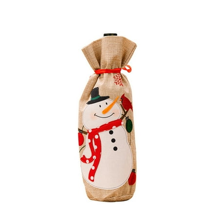 

Christmas Wine Bags Bottle Cover Santa Claus Snowman Pattern Bottle Wrap Gift Bags for Christmas Party Decoration