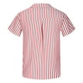 thumbnail image 4 of RYRJJ Men's Casual Classic Fit Striped Dress Shirts Short Sleeve Button-Up Turndown Collar Cotton Shirt(Hot Pink,L), 4 of 5