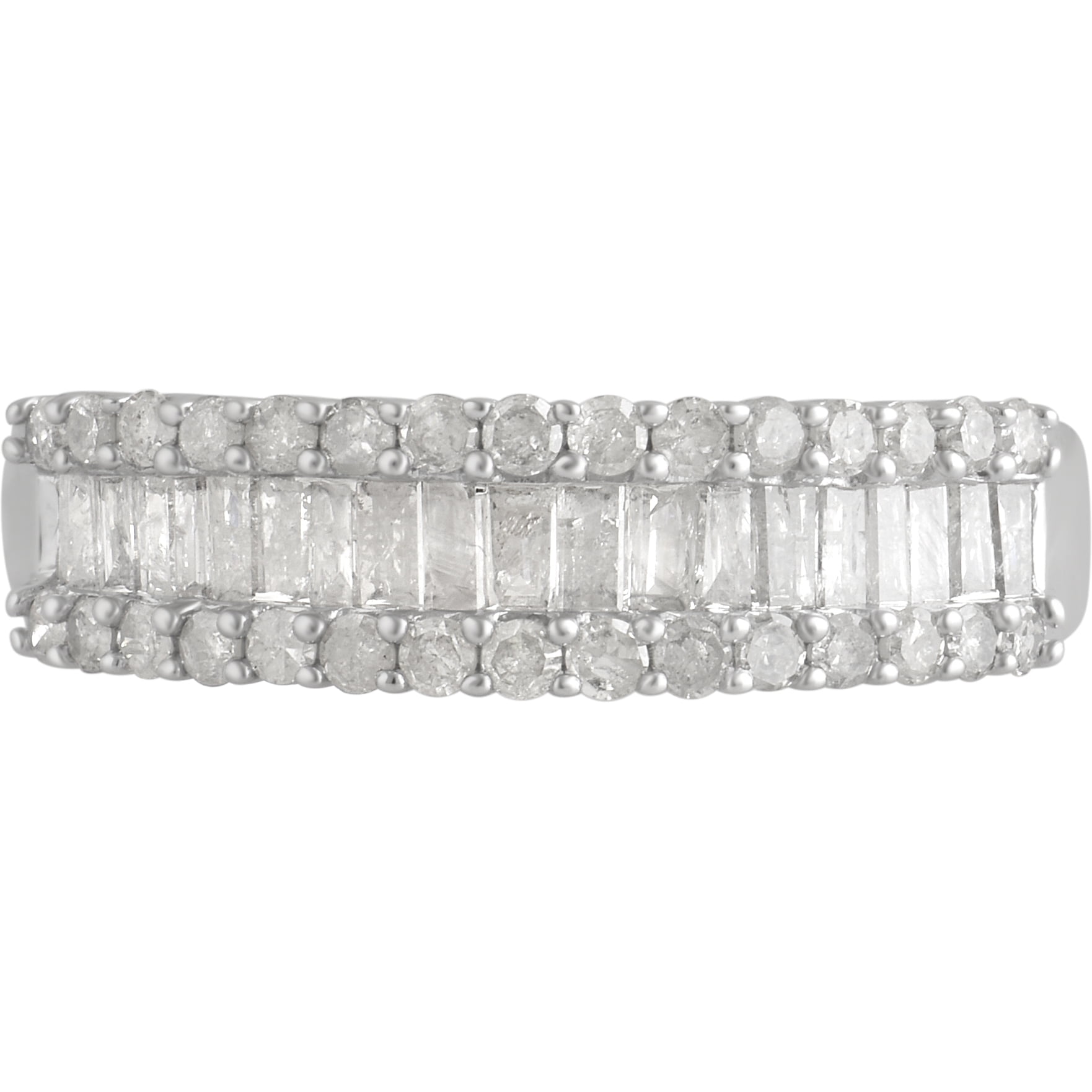 1.00 Carat T.W Diamond three row Sterling Silver Anniversary Ring