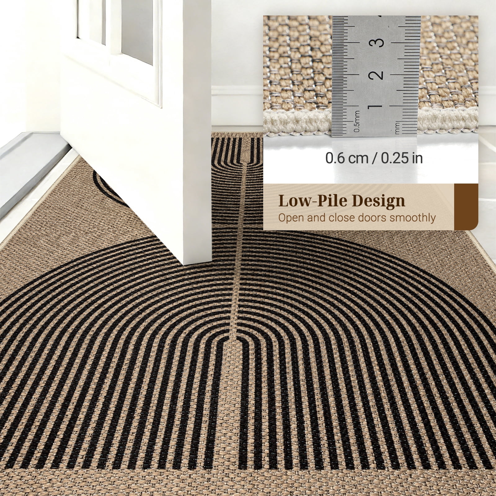 ORGOWEL Front Door Mat 2x3ft Non-Slip Easy Jute Indoor Outdoor Entrance Doormat Washable Absorbent Low Profile Resist Dirt Inside Door Mats for Patio Porch Entryway,Black