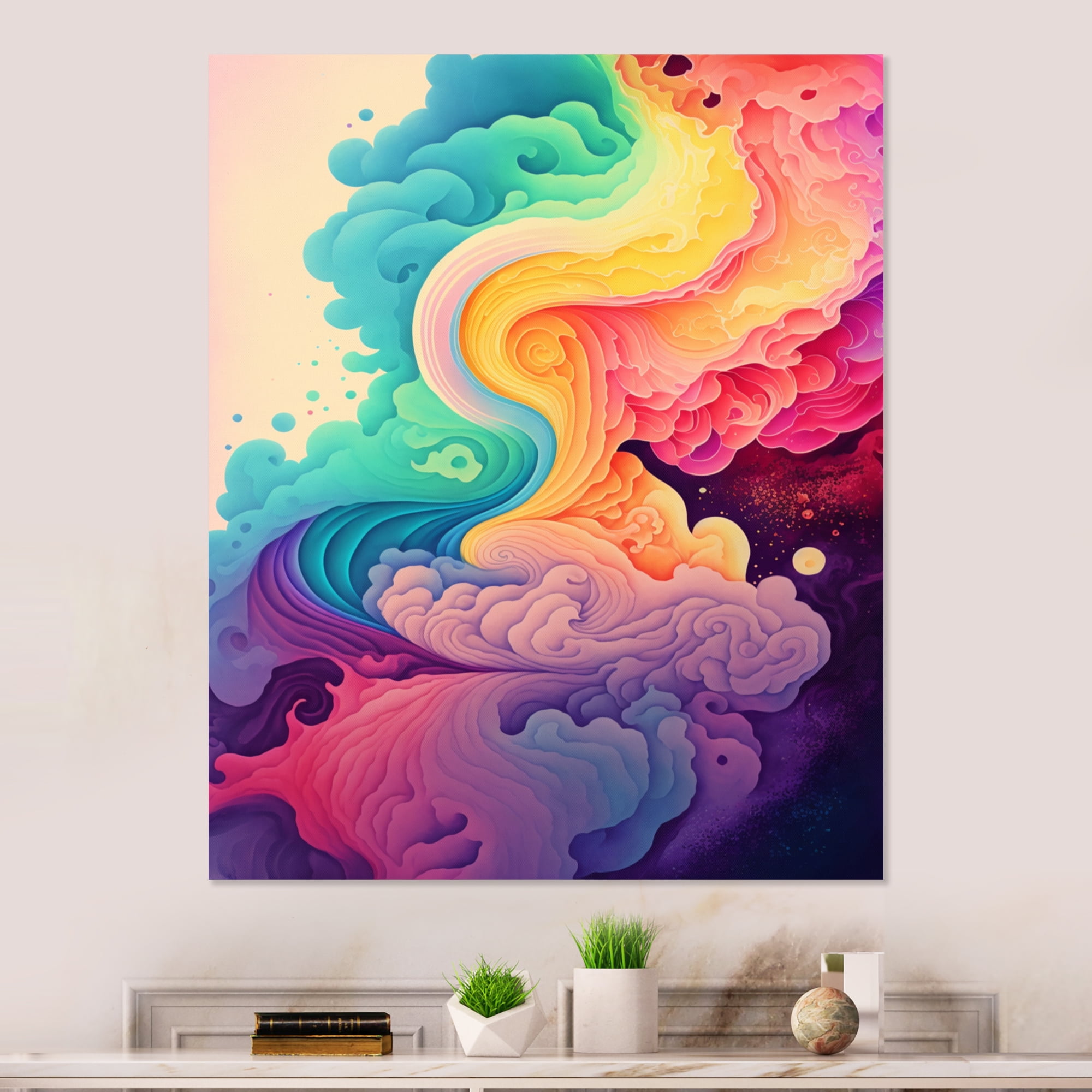 Designart Multicolor Swirly Clouds V Canvas Wall Art