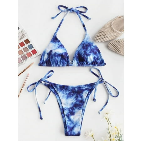

Finelylove Swimsuit Women Padded Sport Bra Style Bikini Blue M