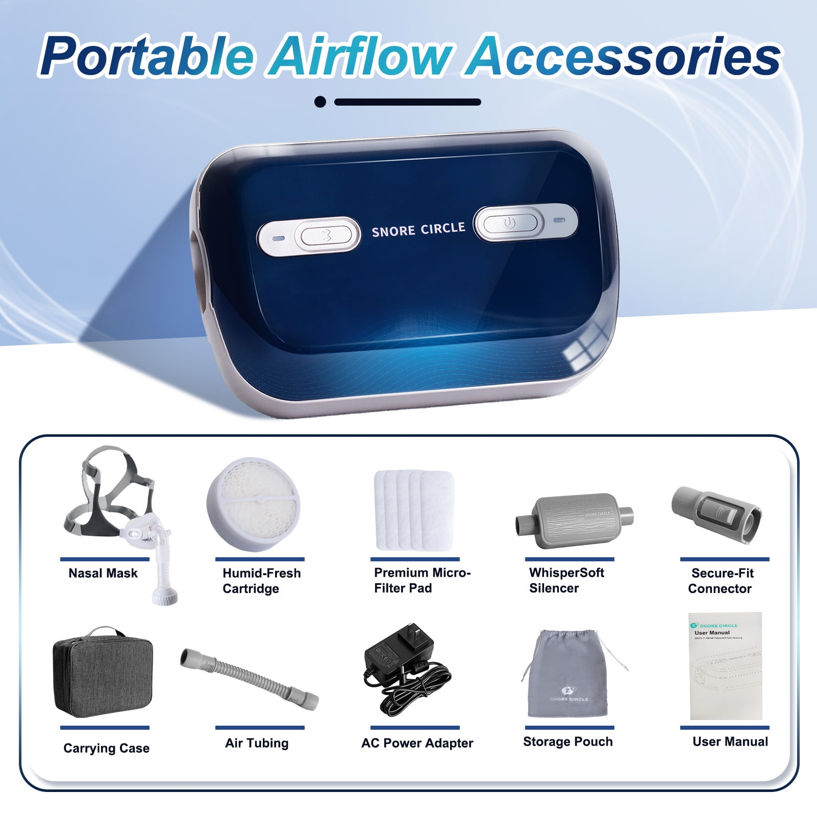CVHVBH Portable Single-Channel Positive Pressure Airflow Modulation Equipment with Auto/Manual Settings, Under 37dB for Nighttime Comfort, Perfect for Home Comfort and Travel Convenien