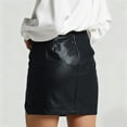 thumbnail image 7 of Kilaqueen Black Mini Skirt Fuax Leather High Waisted Split Mini Skirt Solid Color Bodycon Pencil Mini Skirts, 7 of 7