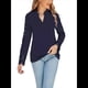 thumbnail image 2 of Blusa Elegante de Encaje con Cuello en V para Mujer, Larga, con Ojales, Estilo Floral para Fiestas. Azul Oscuro XXL, 2 of 7