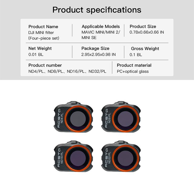 1/4/6 filtros protectores de lentes para Dron para DJI Mavic Mini 1 2 SE UV/CPL/ND/PL Set