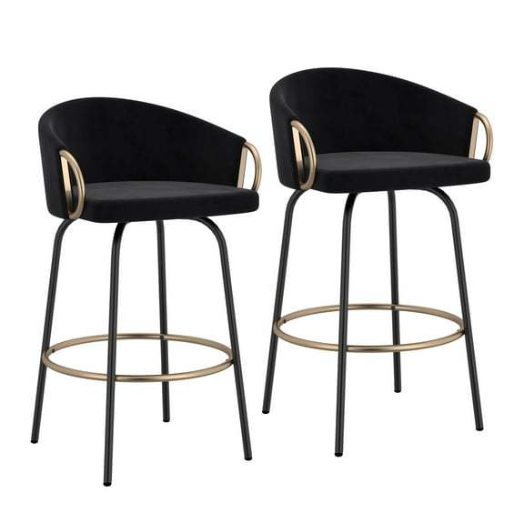 Contemporary Home Living Bucket Seat Counter Stool - 34.75" - Black and Gold