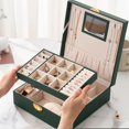thumbnail image 4 of Caja de almacenamiento de joyas, organizador portátil de viaje, joyería para estuche para niñas, Ideal, 4 of 5