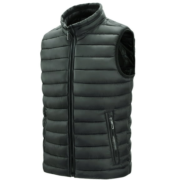 Aufmer Winter Mens Hooded Puffer Vest Lightweight Big and Tall Classic Zipper Outwear Jacket Cotton Waistcoat Warm Vest