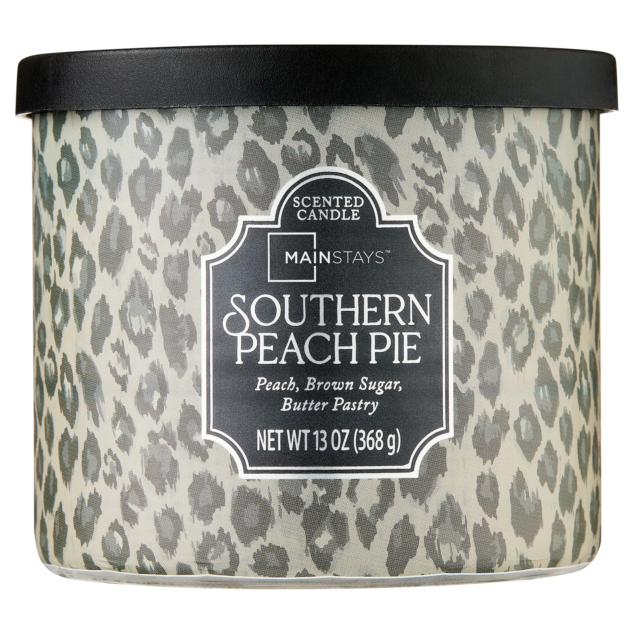 Mainstays 3-Wick Glass Jar Candle with Decorative Wrap, Southern Peach Pie, 13 oz