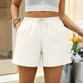 thumbnail image 4 of Lmnyox Womens Plus Size Shorts Fashion Casual Elastic Waist Drawstring Sweat Shorts Summer Solid Color Basic Shorts, 4 of 8